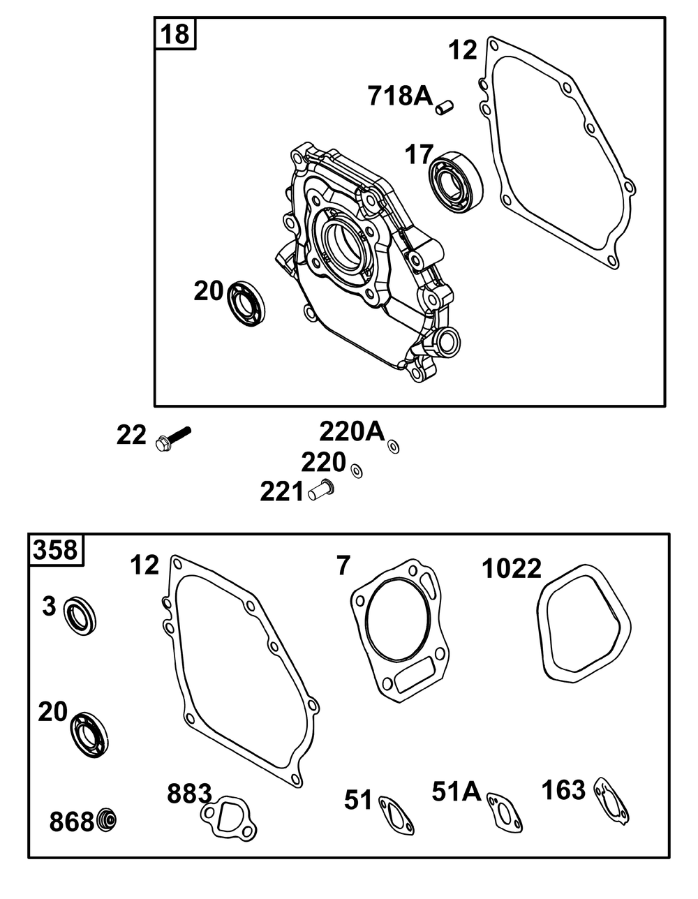 Crankcase Cover/Sump Group Diagram and Parts List for 106232-0268-H1 100000 - 19Z999 Briggs and Stratton Engine